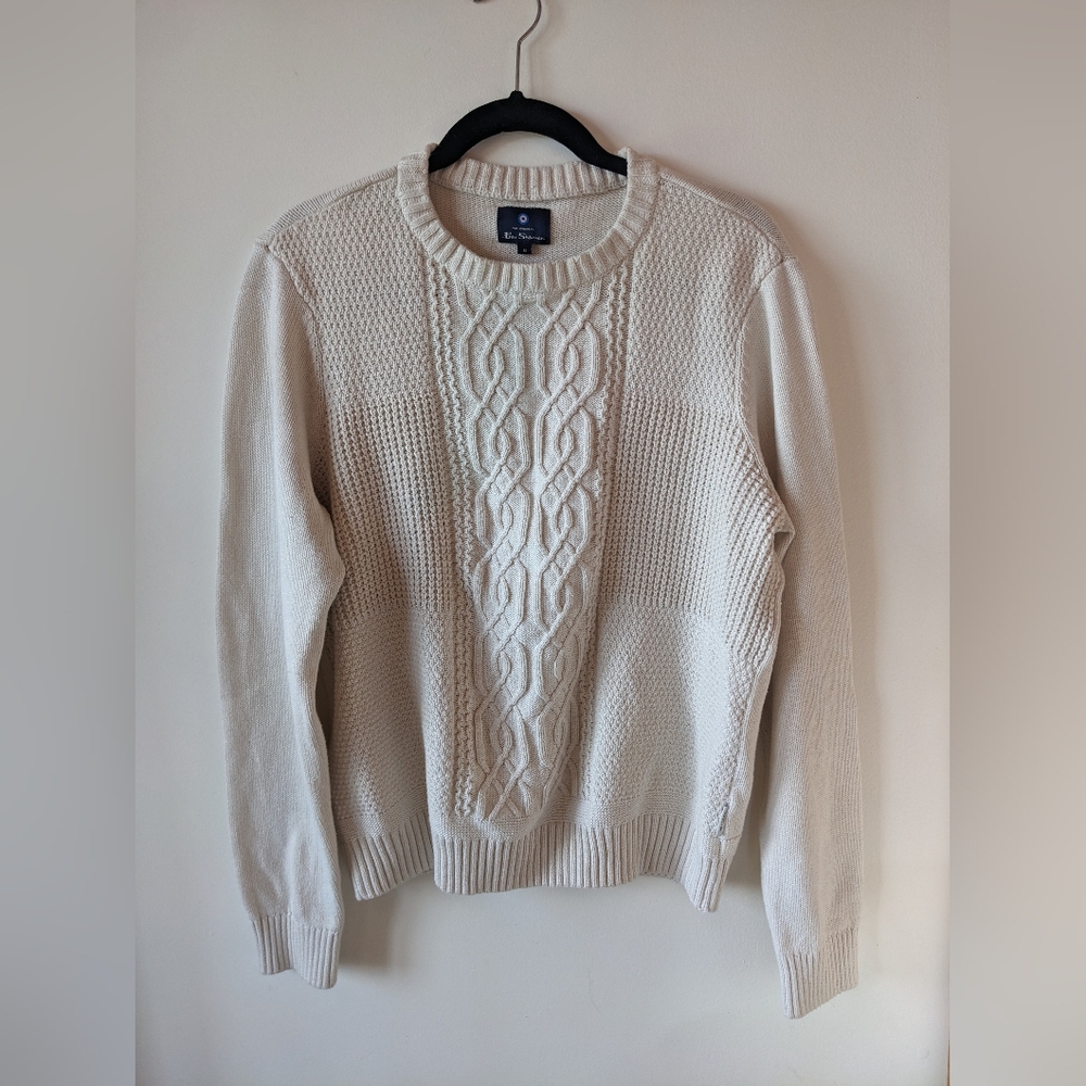 Ben Sherman Cream Crewneck Knit Sweater